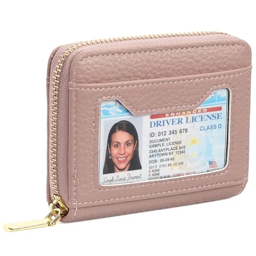 GAEKEAO Small Wallet for Women RFID Blocking Compact Zipper Wallets Vegan Leather Card Holder with ID Window Coin Pocket