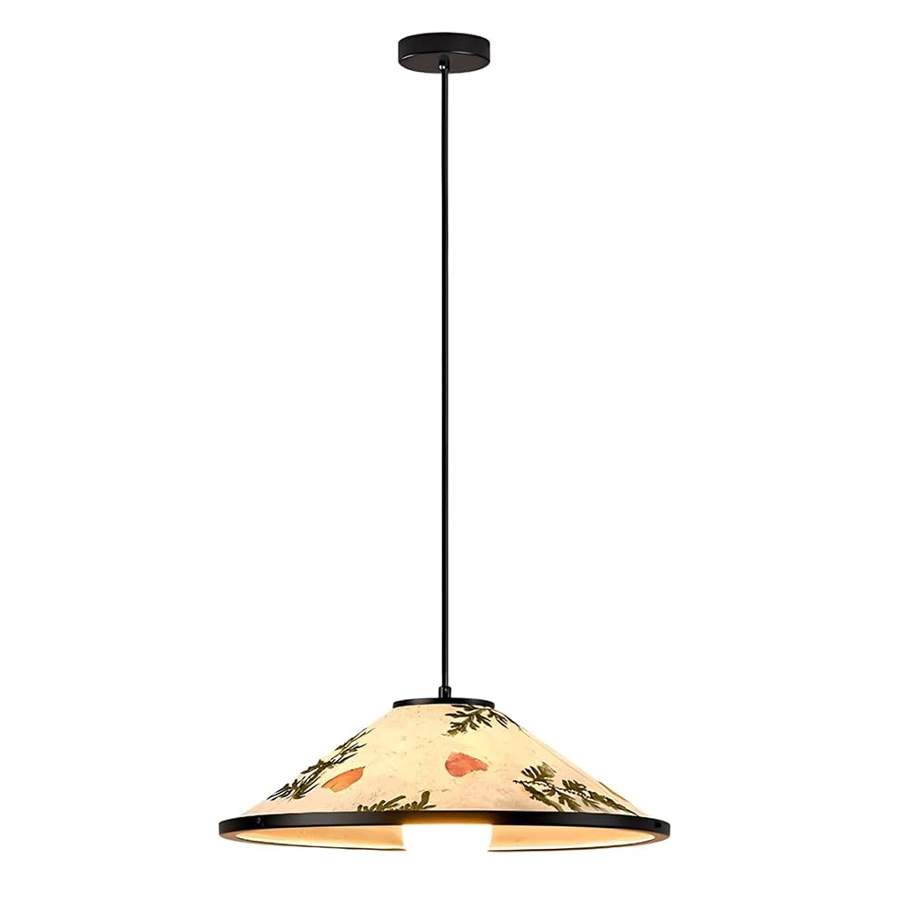 15,7-calowa ręcznie robiona lampa z papieru ryżowego, abażur z papieru Xuan w stylu vintage, duża lampa wisząca z papieru, z ozdobą DIY w postaci klejącego kwiatu do salonu, sypialni, biura, jadalni