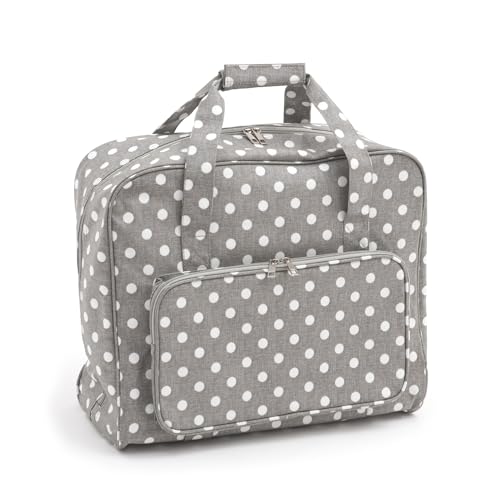 Hobbygift MR4660 8 Esclusiva Macchina da Cucire, Borsa da Trasporto Imbottita in PVC, Accessori Extra, 20 x 43 x 37 cm, Polivinilcloruro, Grigio a Pois