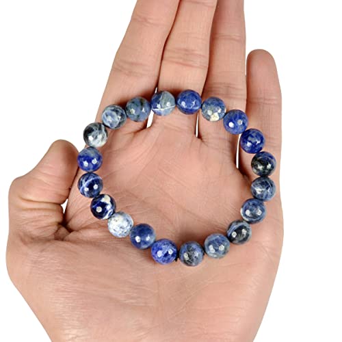 Image of Certified Natural Crystal Stone Diamond Cut /Faceted 10 mm Beads Bracelet for Men & Women | Reiki Charged Gemstone Jewellery | Multiple Stone Variants Available