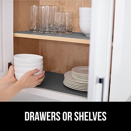 Gorilla Grip Drawer And Shelf Liner For Cabinet, Slip Resistant Non Adhesive Protection For Kitchen, Bpa Free Smooth Surface Plastic Liners For Cabinets, Bathroom Cupboard Drawers, 17.5X10, Gray #TOP6