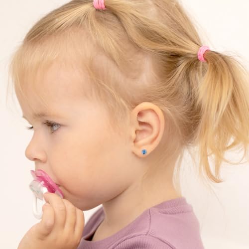 925 Sterling Silver 4mm Cubic Zirconia Screw Back Solitaire Earrings for Toddlers, Young Girls, and Teens - Classic and Elegant Blue CZ Prong Set Screw Back Earrings - Lightweight Studs2