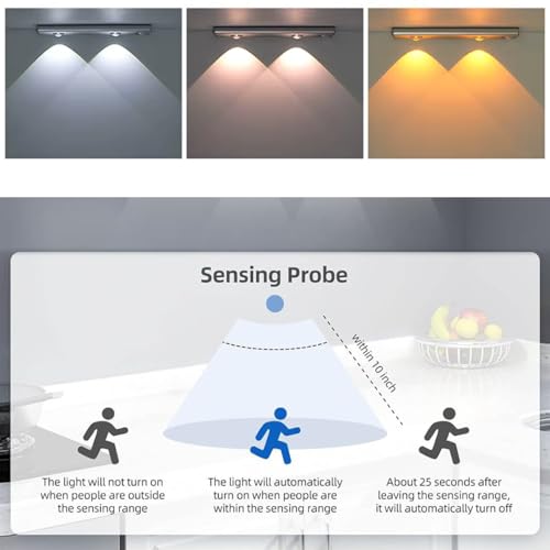 Image of One94Store 20cm Motion Sensor LED Light with Dual LEDs | Rechargeable Wireless Under Cabinet Light with 3 Modes | Kitchen, Wardrobe & Cupboard Lighting (Pack of 1)