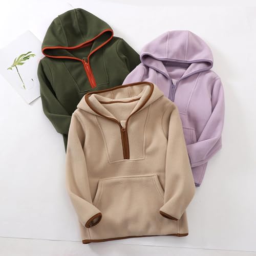 Girls Boys polar Fleece 3/4 Zipper Winter Sweatshirts Loose Fit Comfy Warm Pullover Tops Toddler Kids Casual School Outfits3