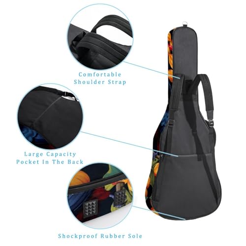 Sac pour guitare acoustique 101,6 cm imperméable à plusieurs poches imprimé