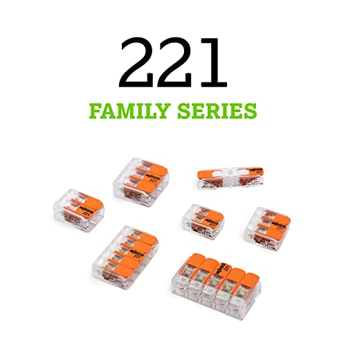 221-413 | Wago Lever-Nuts® Splicing Connector | For Solid And Stranded Conductors | 3-Conductor With Operating Levers | 24-12 Awg | Transparent Housing | [Bag Of 2500 Pieces] #TOP4