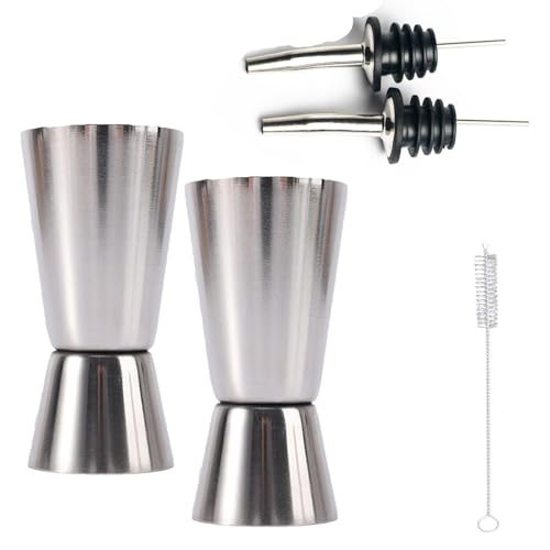 5pcs Spirit Measure Set – Stainless Steel Shot Measures for Spirits, Drink Measures for Spirits, Cocktail Measure, Cocktail Jigger for Bar, Home, Whisky and Gin (25 & 50ml，50 & 100ml)