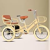 Tricycle Rickshaw with Pedals,Cruiser Tricycle with armrest,Tandem Trike with Back seat,Single Brake on Front Wheel,3 Wheels Bicycle with Back Basket