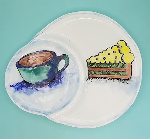 Handmade Glass Plate with Coffee and Cake, Coffee Table Decor Ideas, Housewarming Gift Ideas