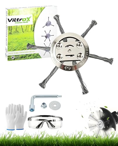 Weed Trimmer Head 5 & 24.5mm Aperture for String Trimmers 6-9 Steel Trimmer Attachment for Lawn Yard Garden Sidewalk (5mm bore-6-6 Blade)