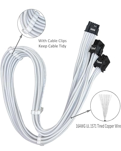 Thsion Cabo PCIe para Corsair, 600W PCIe 5.0 12VHPWR 12v-2x6 Type-4 PSU Cabo de alimentação - Serve apenas para RM, HX, AX, SF PSU - Conector de 12+4 pinos com clipes - Processo de gravação 16AWG - Imagem 2