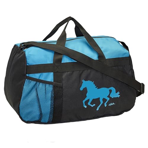 AWST Int'l “Lila” Galloping Equestrian Horse Riding Duffle Bag- Turquoise with free Assorted Strip Socks2