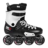 Powerslide Inline Skates Zoom Pro Black 80, Unisex für Herren und Damen in Schwarz/Weiß, 80mm/86A Rollen, ABEC 7 Pro Kugellager, Art. nr.: 880237 45-47