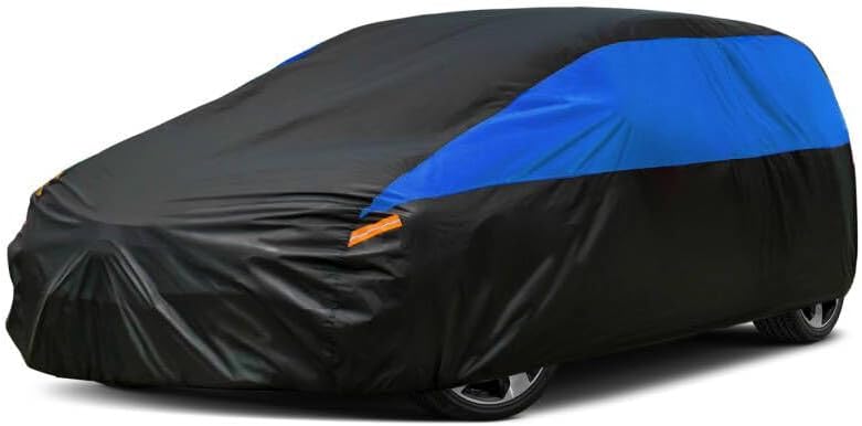 Hatchback Car Cover for Automobiles All Weather Waterproof, Universal Fit Ford Fiesta, Volkswagen Golf, Toyota Matrix, Chevy HHR, Hyundai Veloster/Kona, Mini Clubman/Countryman etc.