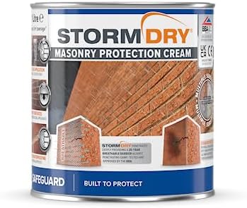 Stormdry Masonry Waterproofing Cream (1 Litre) 25 Year BBA Approved Exterior Brick Sealer. Breathable, Colourless Brick, Concrete, Stone, Mortar, Sandstone & Granite Waterproofer