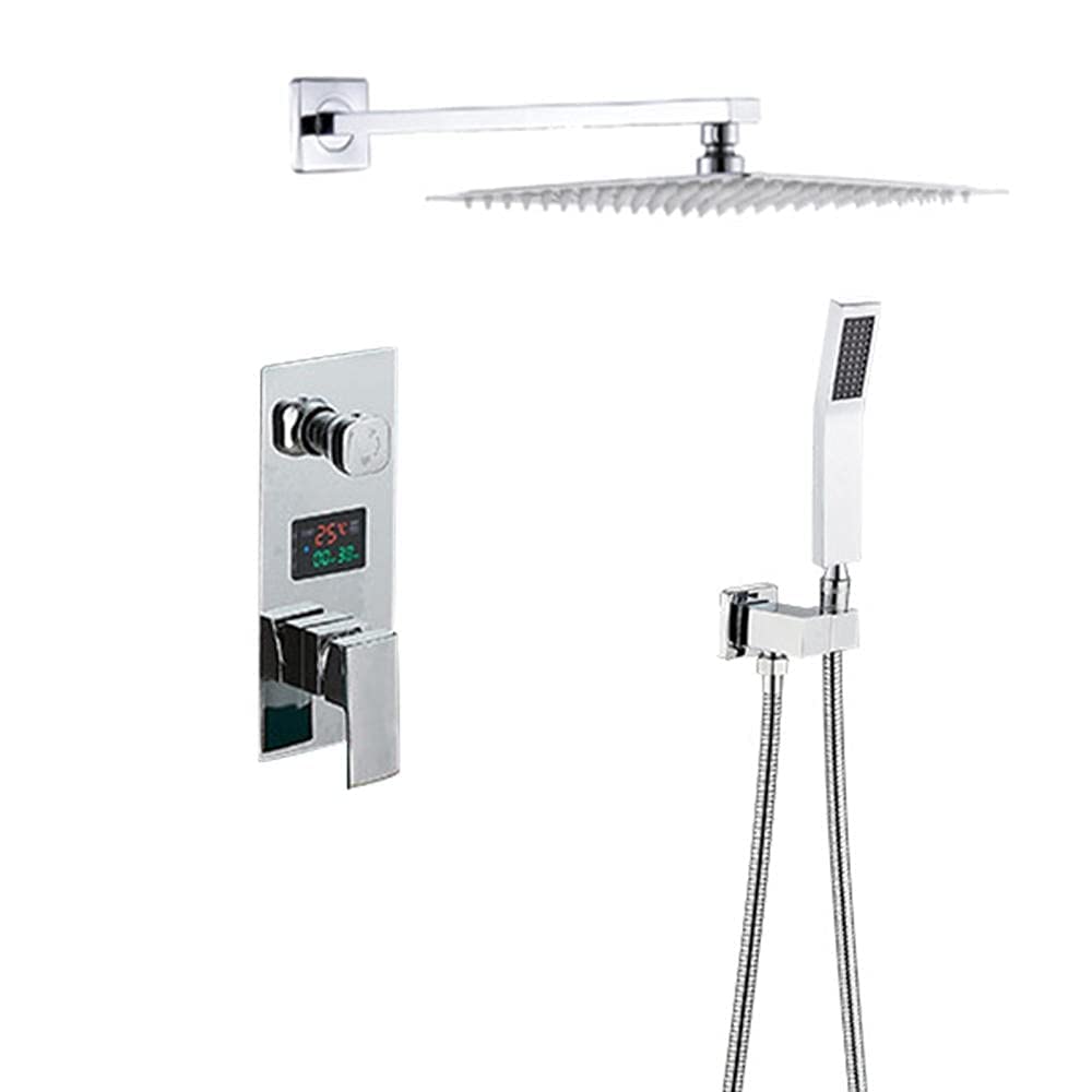Système de douche mitigeur luxe noir avec garniture 10"