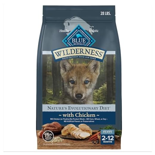 Blue Buffalo Wilderness High-Protein Natural Dry Food for Puppies, Chicken Recipe, 28-lb. Bag