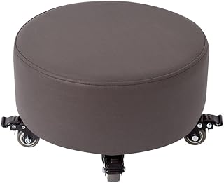 Taburete de asiento bajo resistente con ruedas giratorias universales, taburete de piel sintética resistente para el hogar, oficina, garaje, tienda, fitness y actividades deportivas