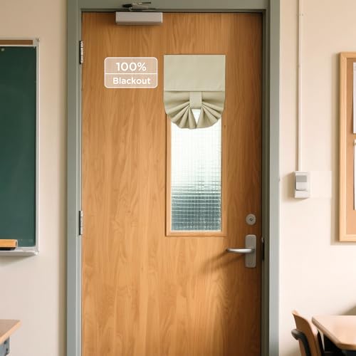 NICETOWN Classroom Door Curtain, Privacy French Door Shade for Window, Short Curtains for Office Door, Thermal Insulated Tie Up Shade Window Covering,