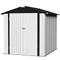 Flamaker 6x8 FT Storage Shed Waterproof Metal Garden Shed with Lockable Door Utility Tool Shed Outdoor Storage for Backyard, Patio and Lawn, White