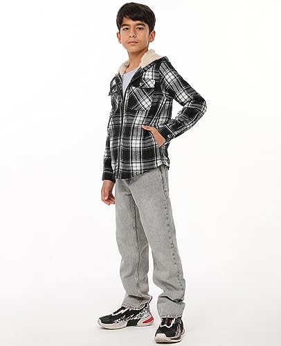 Image of ZENTHACE Boys Sherpa Fleece Lined Flannel Jacket