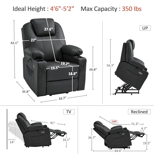 Image of MCombo Small Power Lift Recliner Chair for Elderly, Heat and Massage 7141