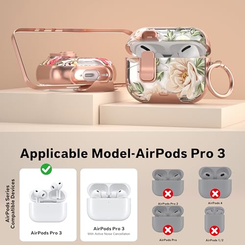 Image of for Apple AirPods Pro 3 Case 2025 with Safety Lock & Foldable Phone Stand | Double Drop Protection,Two-Piece Design, Airpod Pro 3 Case with Keychain & Cleaner Kit, Support Wireless Charging, Nude Rose