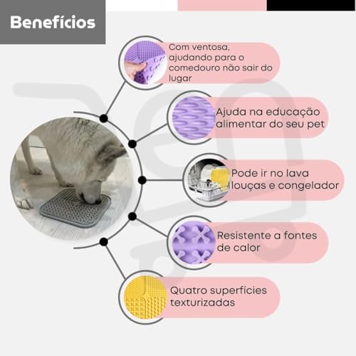 Comedouro Pet Tapete Lambe Lambe Interativo Lento Educativo Para Cães e Gato Silicone Filhote Adulto