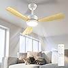Airwit Ventilateur Plafond avec Lumière 106cm, Pales Effet Bois, Plafonnier Ventilateur Silencieux avec Telecommande, LED Dimmable, Moteur DC Réversible, 6 Vitesses pour Chambre Salon