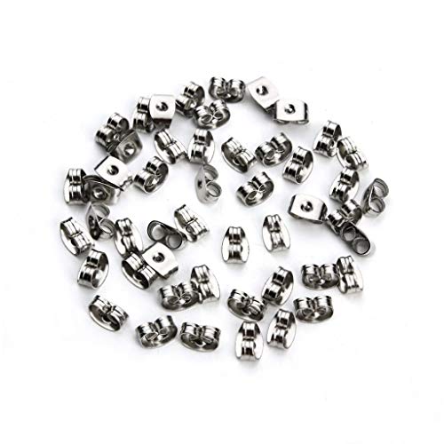 300 Pieces Stainless Steel Butterfly Earring Backs (Silver 6X4.5Mm) #TOP3