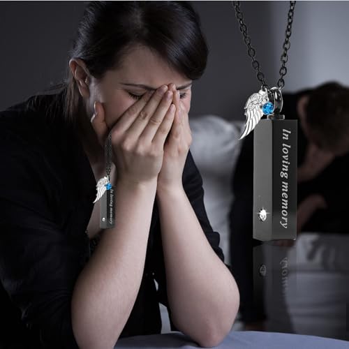 16 Pcs Urn Necklace For Ashes Urn Necklace Stainless Steel Cremation Jewelry For Women Men Cylinder Memorial Necklaces Keepsake Pendant With Funnel(Silver,Black)4