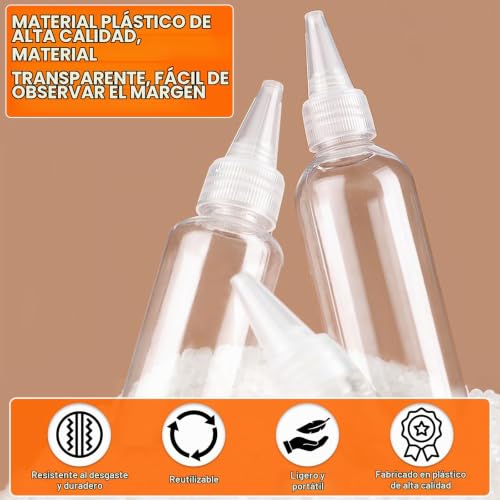 Miniatura 4 de Kleemeiero 12 Pcs Botellas Exprimibles Para Salsas 60ml Botella De Condimento Sin Bpa Con Boquilla Botella Exprimible De Plastico Para Aceite, Salsas Y Condimentos Incluye Embudos Y Etiquetas