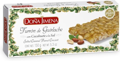 DOÑA JIMENA - Turrón Guirlache de Cacahuete 150g, Miel y Sal, Crocanti, Sin Glúten, Calidad Suprema