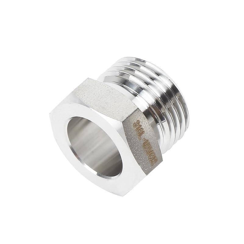 Set 5 pezzi raccordi VCR in acciaio inox 316, dado 1/4", giunto saldato 1/2", guarnizione e asta corta per sistemi idraulici e sottovuoto(0.75inch,Short Rod)