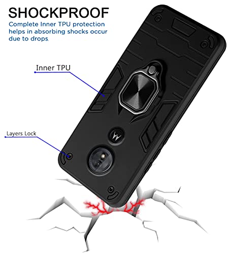 Image of Pikkme D5 Tough Armor Bumper Back Cover Case for Moto G6 Play |Ring Holder & Kickstand in-Built (Black)