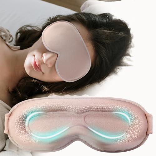Weighted Eye Mask Cover for Sleeping - Eye Masks for Sleep with Adjustable Strap, Lash Extension Eye Covers for Women Men, 3D Contoured, Plane Travel Essentials, Blindfold for Meditation (Pink)