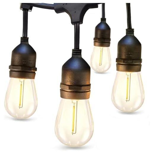 addlon 24FT Outdoor String Lights 2500K for Patio Waterproof LED with Edison Shatterproof Bulbs Commercial Grade Decorative for Garden Backyard Patio Black