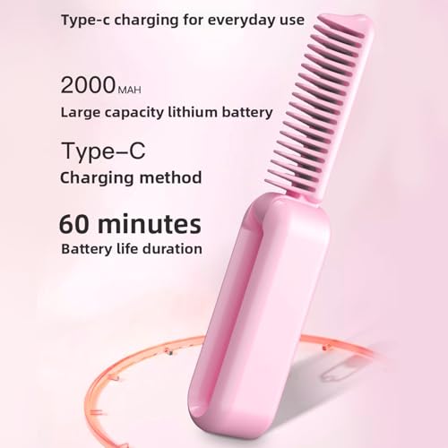 Mini plancha de pelo inalámbrica portátil rosa miniatura 3