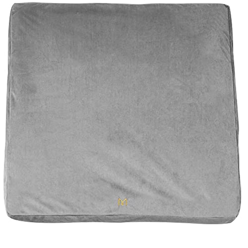 Monahito Deluxe Meditation Cushion - Zabuton Meditation Mat - Luxury Velvet Large Square Floor Pillow - 31.5 X 31.5 X 3.15 Inch - Silvery Grey #TOP14
