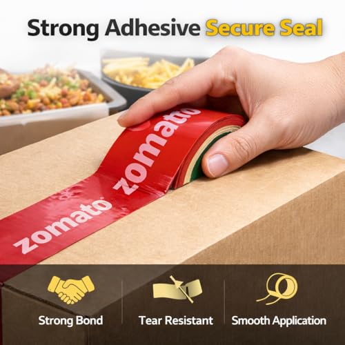Image of Zomato Food Packing Tape (1 Inch X 65 Meter in | Pack of 12