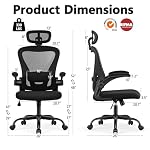 Office Chair, Ergonomic Office Chair with Headrest, Comfy Home Office Desk Chairs with Lumbar Support & Flip-up Armrests, 330LBS High Back Mesh Computer Desk Chair for Home Office, Black - Image 2