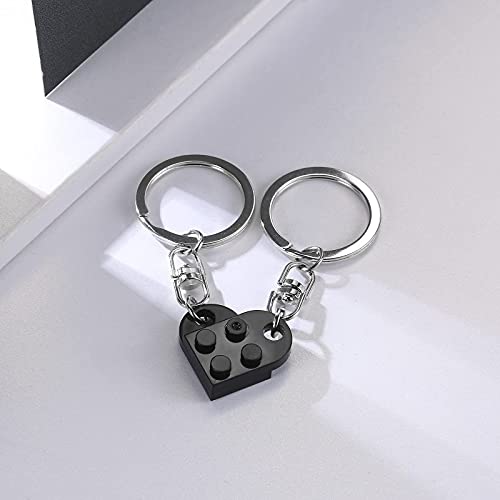 Brick Keychain For Couples Friendship - 2Pcs Matching Heart Colorful Keychain Set For Couples Valentine's Day Bff (Black) #TOP4