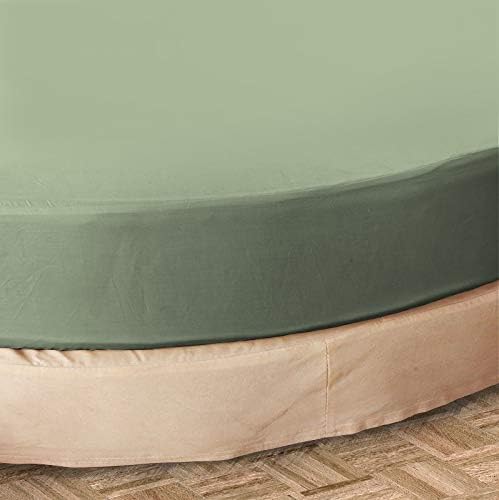 Miniatura 2 de Sábana bajera redonda de 100 % algodón de 800 hilos, 1 sábana bajera de 21 pulgadas de profundidad y 2 fundas de almohada, juego de sábanas redondas