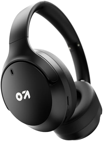 GOBOULT Made in India Q Over Ear Bluetooth Headphones with 70H Playtime, 40mm Bass Drivers, Zen™ ENC Mic, Type-C Fast Charging, 4 EQ Modes, IPX5 Headphones Wireless with mic (Black)