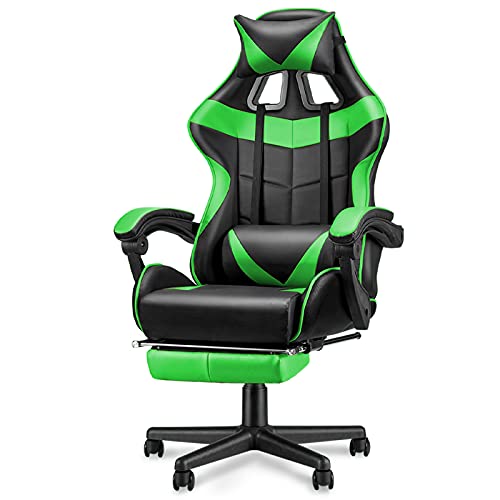 Soontrans-Silla-Gamer-Silla-de-Escritorio-computadora-Oficina-ergonomica-Silla-con-Reposacabeza-Apoyo-y-Cojin-LumbarAltura-Ajustable-con-Ruedaspara-Los-Jugadores-de-PC-Gamer-Verde