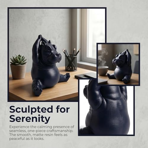 Yoga Hippopotamus Statue Cute Clumsy Master Hippo Resin Figurine Desktop Decor Ornaments for Home & Office (5) - 1