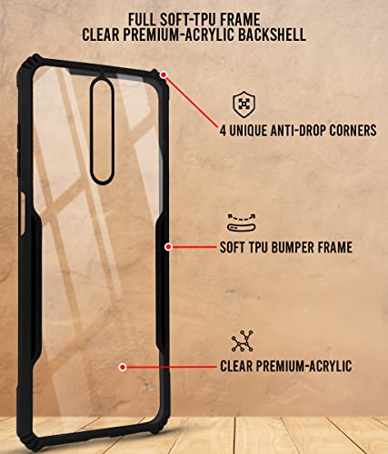Image of Jkobi Back Cover Case for Xiaomi Poco X2 (Crystal Glass Back | Camera Protection | Shockproof Bumpers | Professional Black)