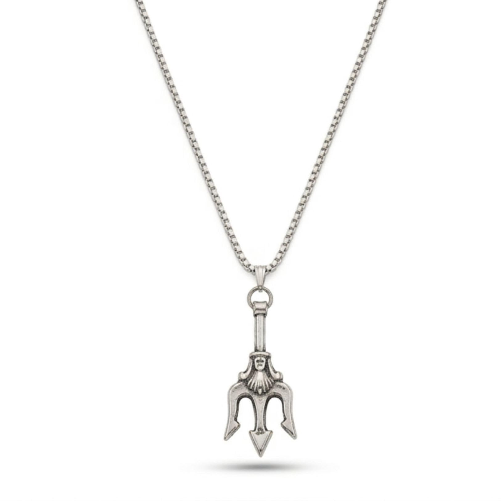 czardonic Oxidized Silver-Plated Shiva Trishul Pendant Necklace with Box Chain for Men & Women | Antique Vintage German Silver Style Mahadev Trident Spiritual Locket Jewellery for Daily Wear-picture-22