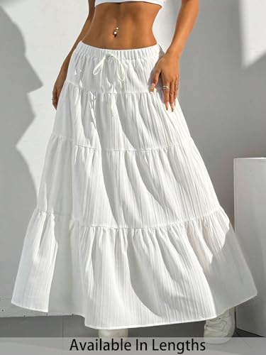 Image of Jawdrobe Women's Georgette Ruffle Hem Long Flared Skirt Lightweight Soft Fabric| High-Waisted Ruffled Maxi Plain and Pleated Skirt