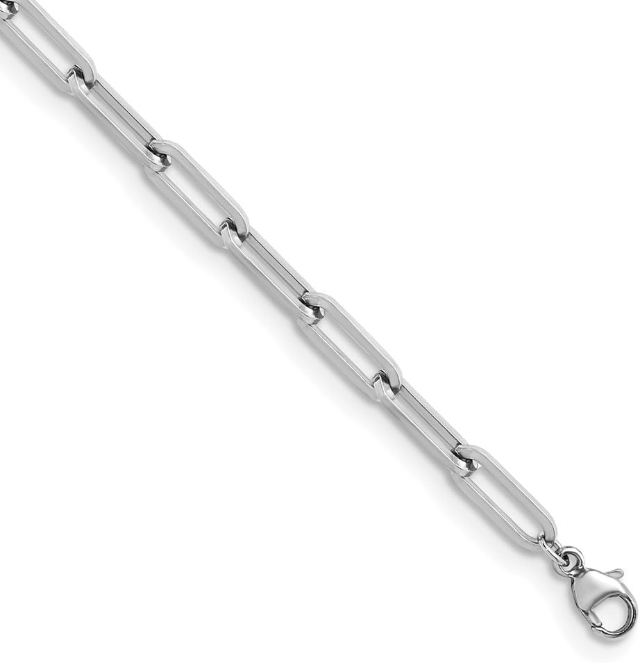 Diamond2Deal Platinum Polished 3.7mm Solid Paperclip Link Chain Necklace 16" to 30" Neck Jewelry Men, 35.94 gram